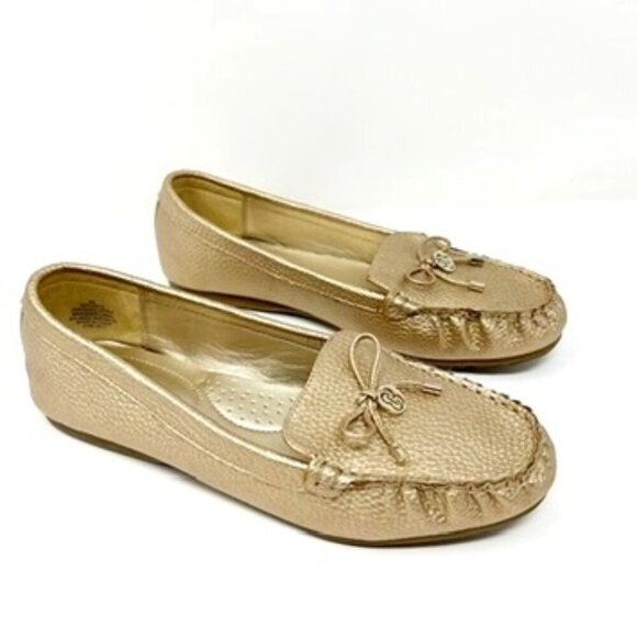 Bandolino B-Flexible Moccasin Loafer Women's Size 8 Metallic Gold Faux Leather - Picture 3 of 13